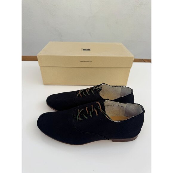 Black Canvas Lace-Up Oxford Shoes - Picture 11 of 11